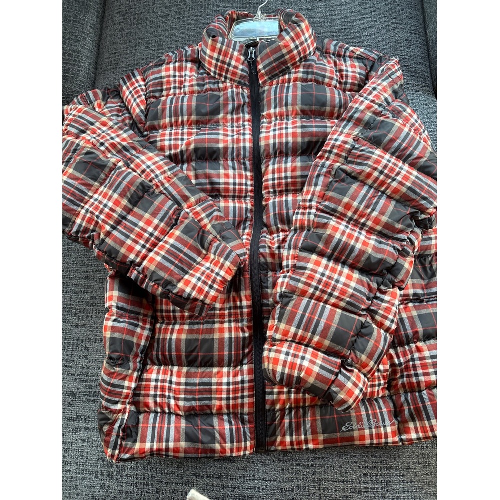 Eddie Bauer Red & Black Plaid Puffer Jacket